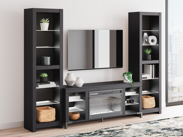 Cayberry 3-Piece Entertainment Center with Electric Fireplace - Black (10)
