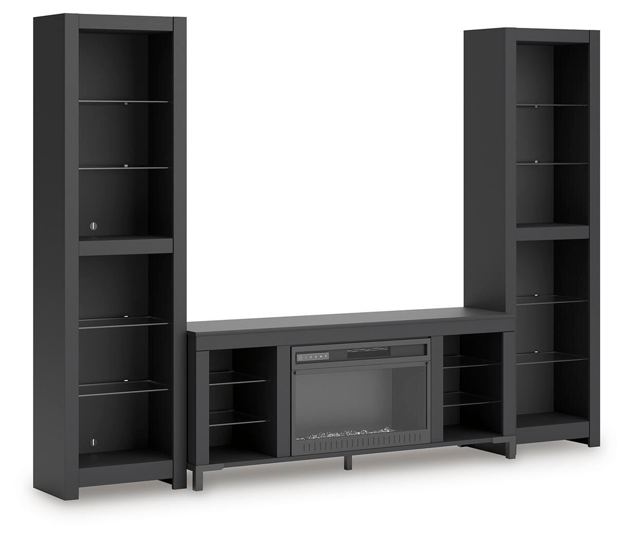 Cayberry 3-Piece Entertainment Center with Electric Fireplace - Black (1)