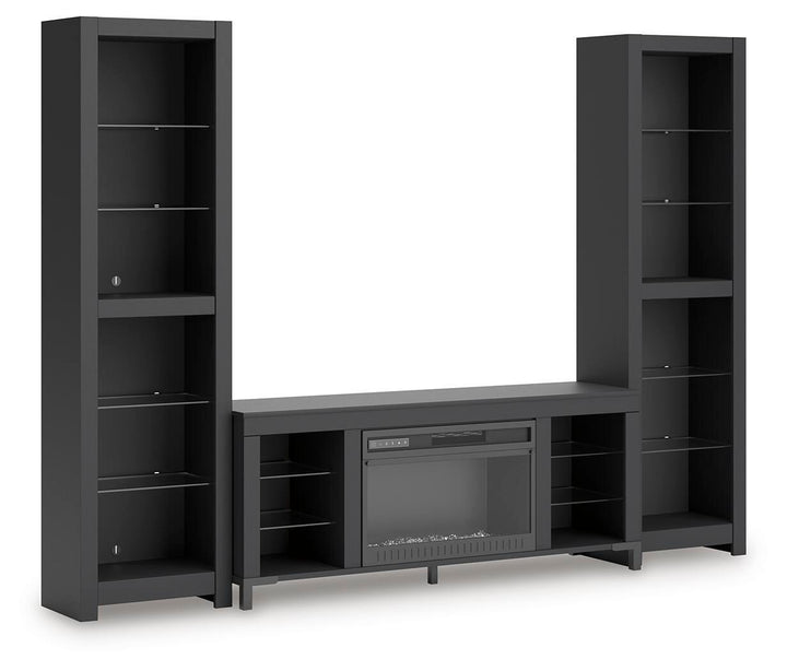 Cayberry 3-Piece Entertainment Center with Electric Fireplace - Black (1)