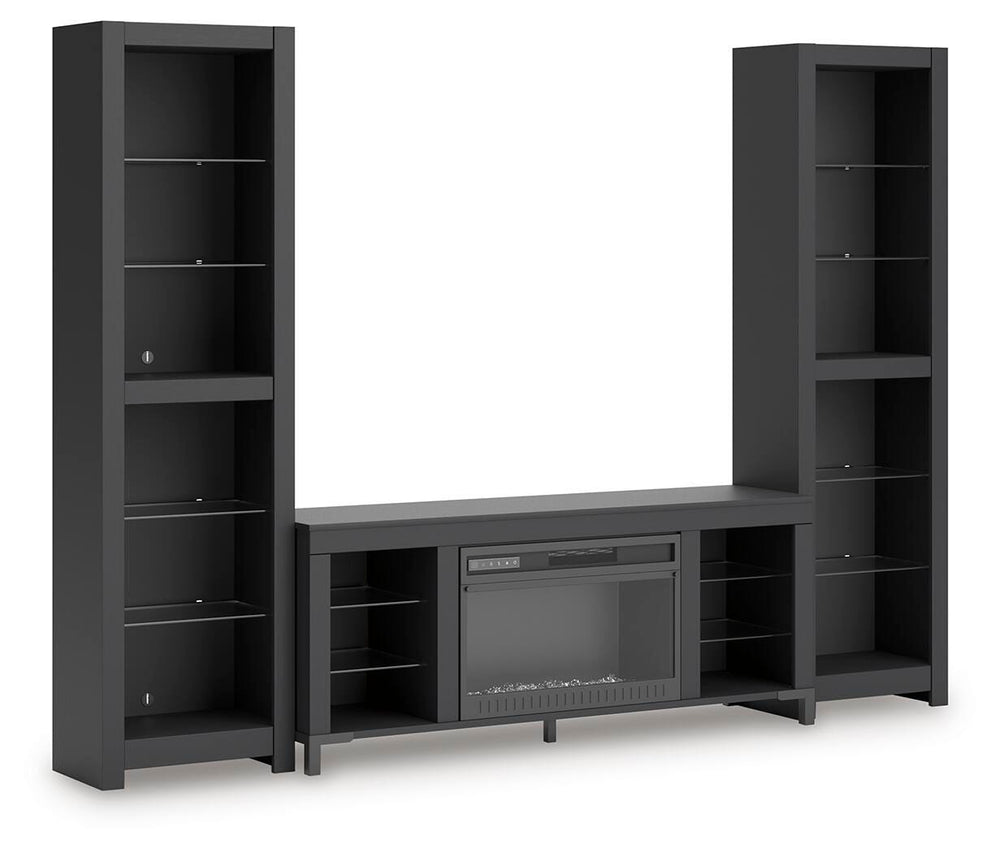 Cayberry 3-Piece Entertainment Center with Electric Fireplace - Black (1)