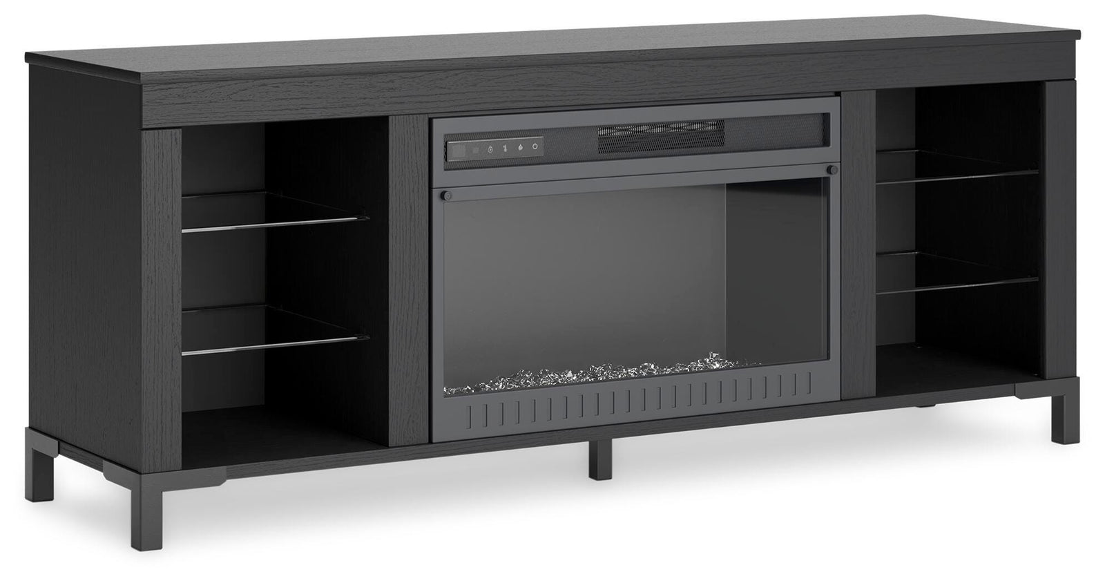 Cayberry 60" TV Stand with Electric Fireplace - Black (1)