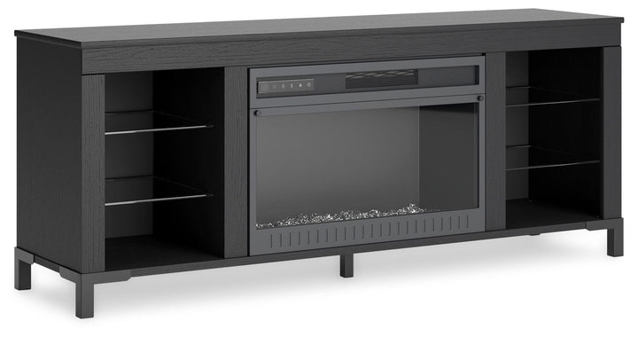 Cayberry 60" TV Stand with Electric Fireplace - Black (1)