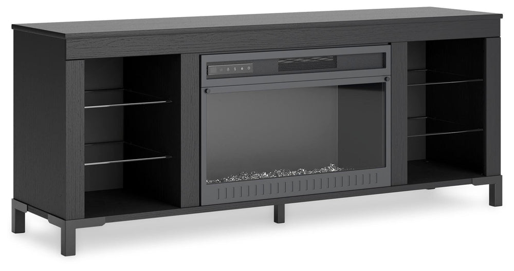 Cayberry 60" TV Stand with Electric Fireplace - Black (1)