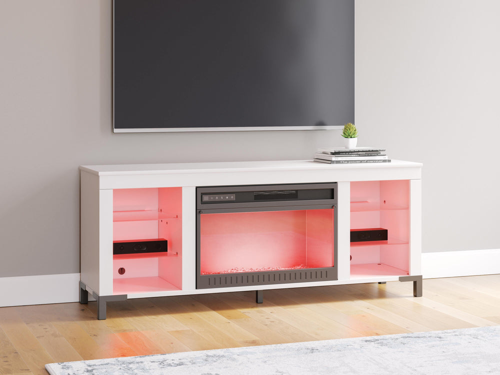 Brollevi 60" TV Stand with Electric Fireplace - White (11)