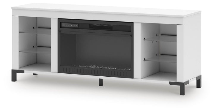 Brollevi 60" TV Stand with Electric Fireplace - White (3)
