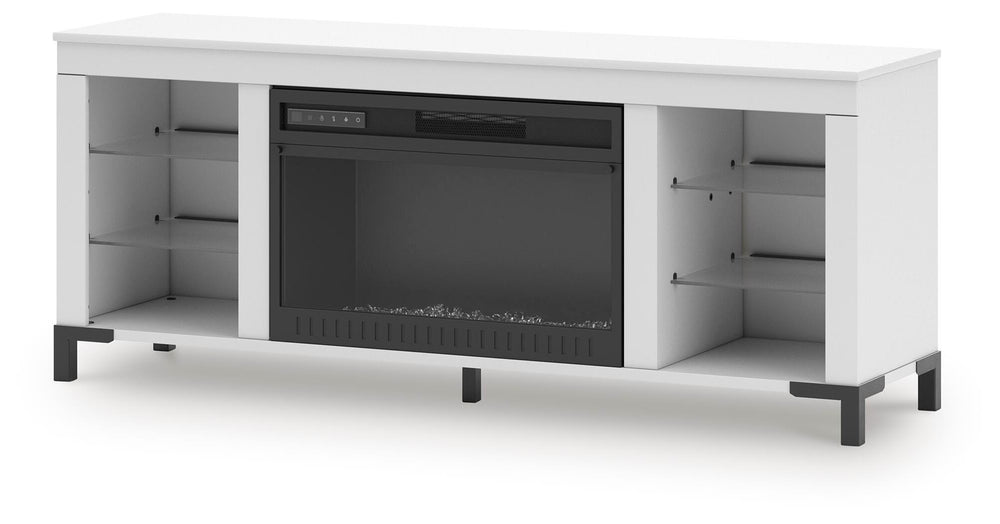 Brollevi 60" TV Stand with Electric Fireplace - White (3)