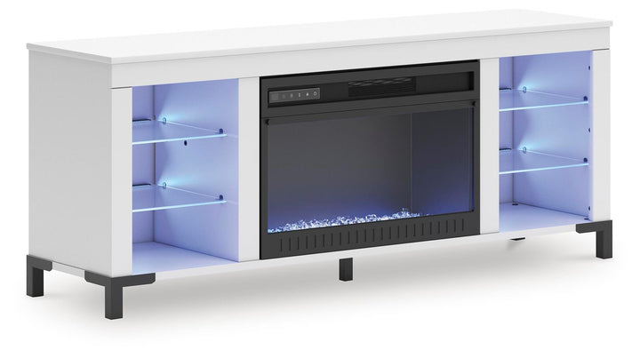 Brollevi 60" TV Stand with Electric Fireplace - White (4)
