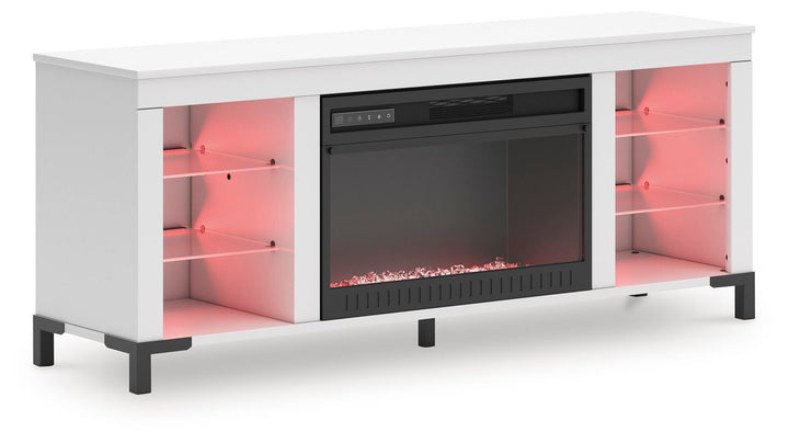 Brollevi 60" TV Stand with Electric Fireplace - White (5)