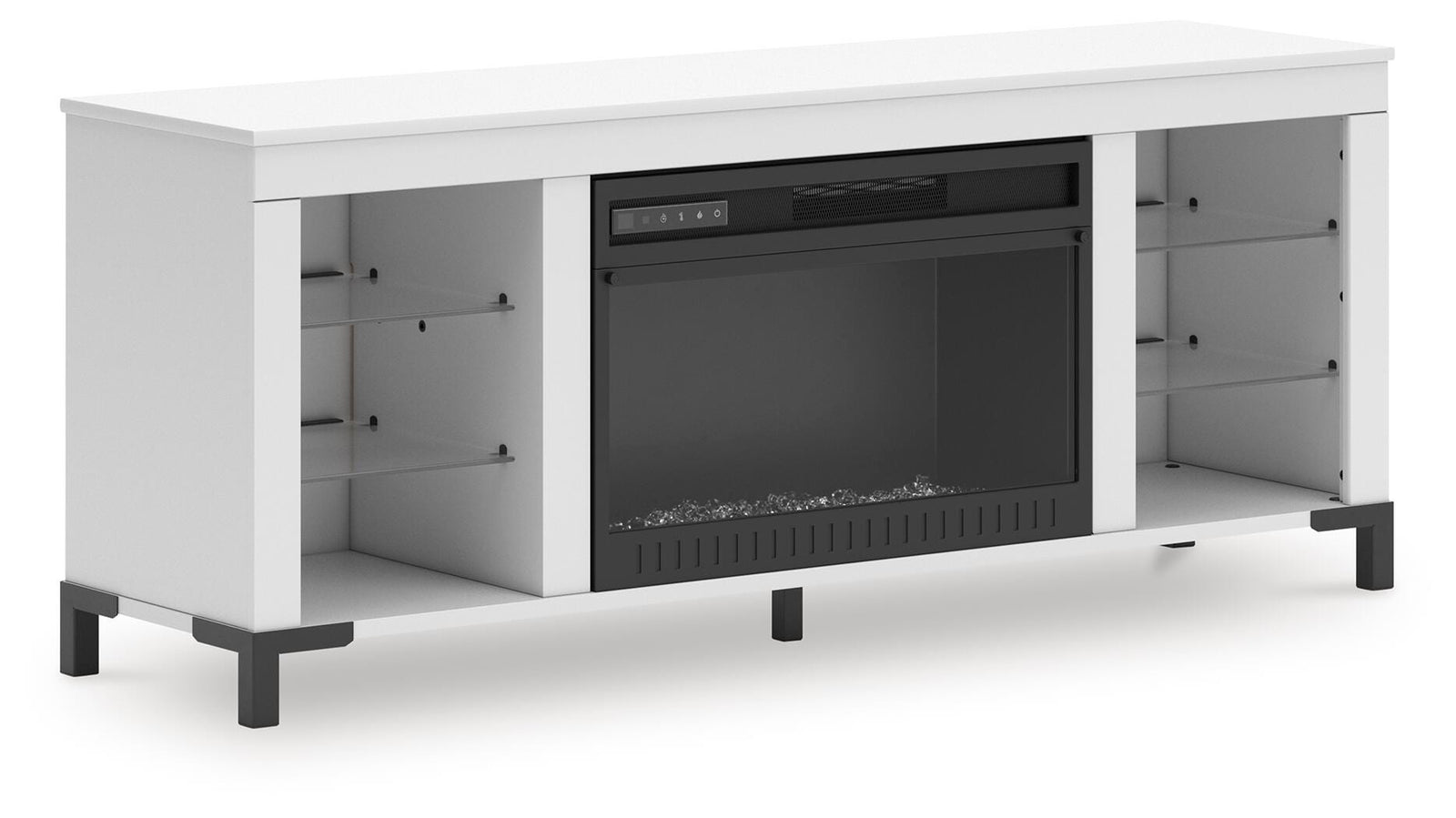 Brollevi 60" TV Stand with Electric Fireplace - White (1)