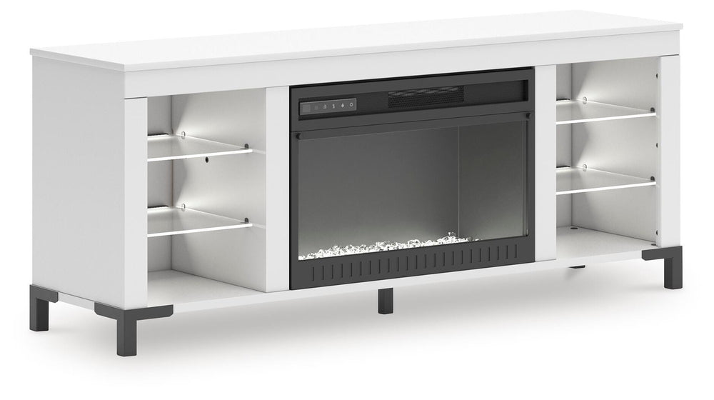 Brollevi 60" TV Stand with Electric Fireplace - White (6)