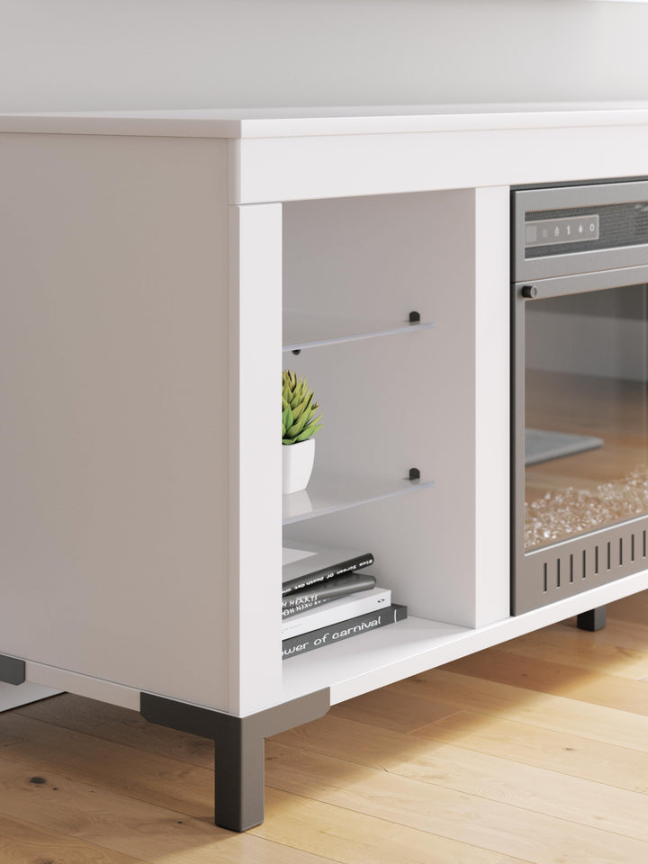 Brollevi 60" TV Stand with Electric Fireplace - White (9)