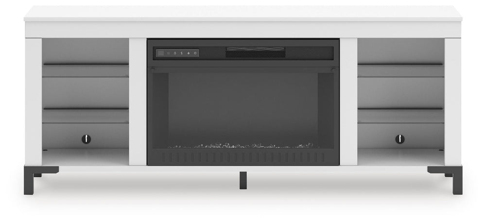 Brollevi 60" TV Stand with Electric Fireplace - White (7)