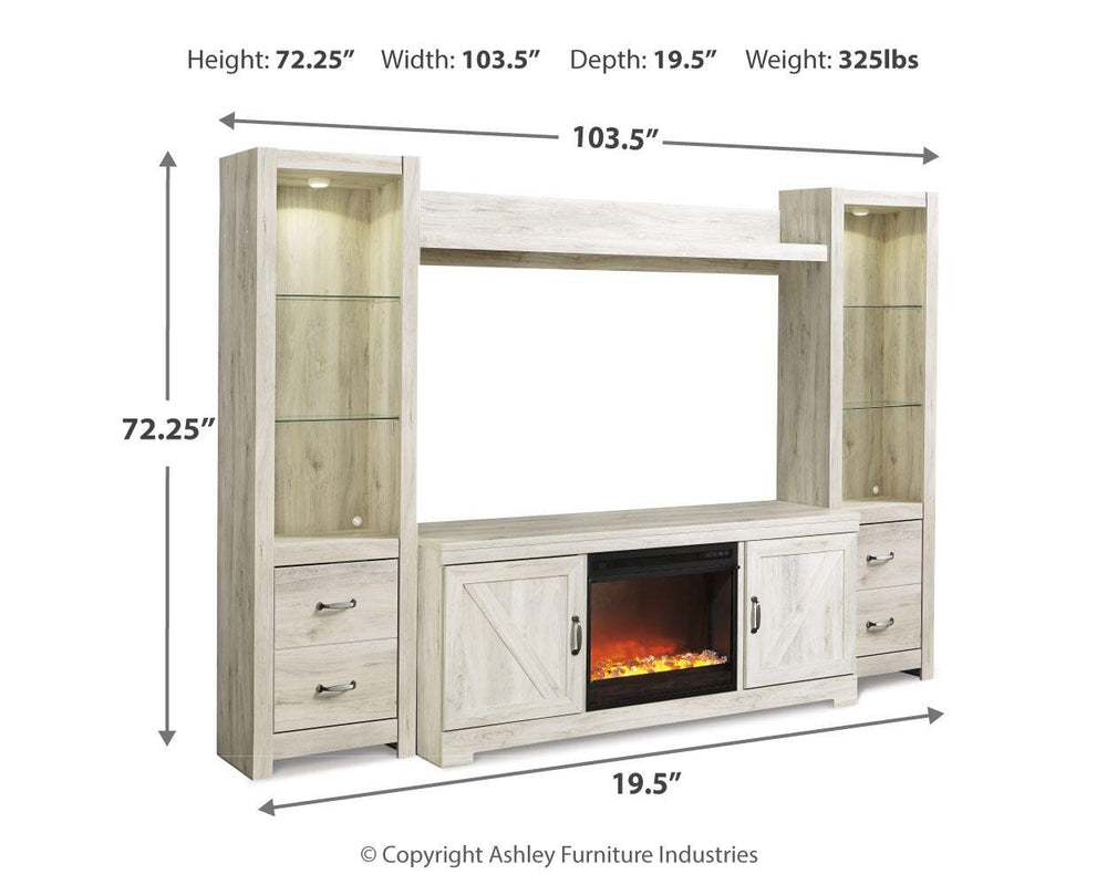 Bellaby 4-Piece Entertainment Center with Fireplace - Whitewash (4)