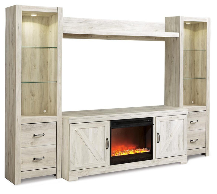 Bellaby 4-Piece Entertainment Center with Fireplace - Whitewash (1)