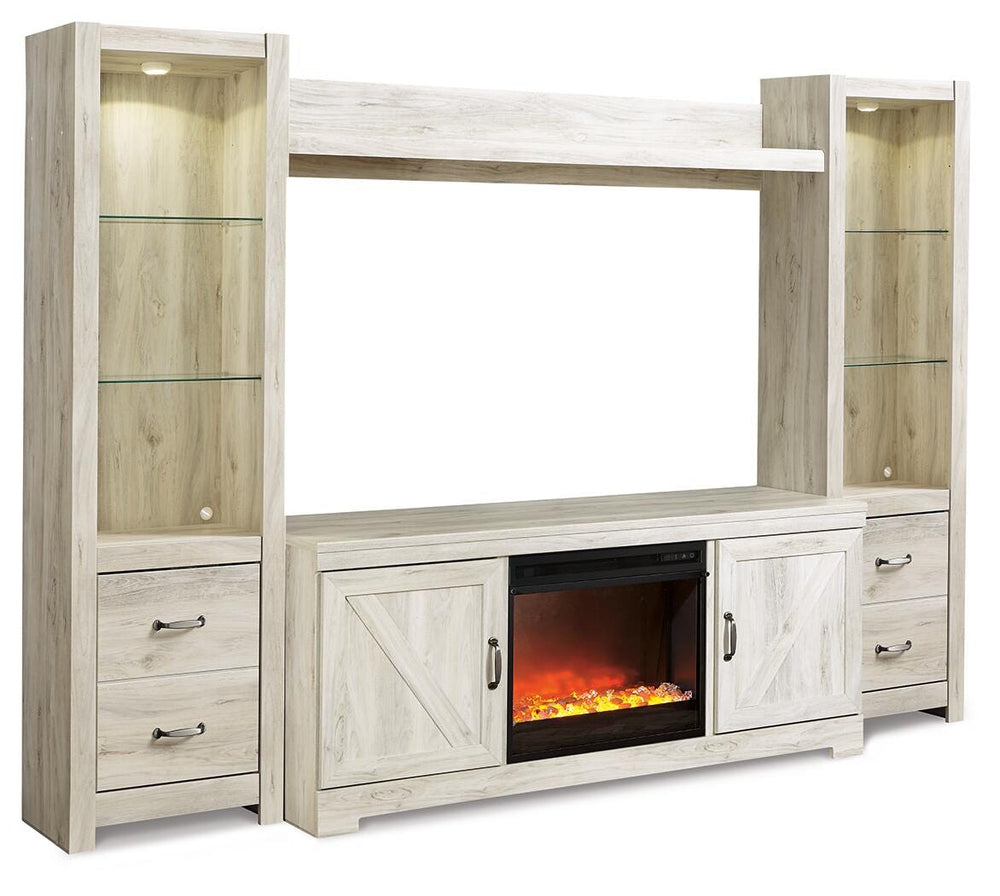 Bellaby 4-Piece Entertainment Center with Fireplace - Whitewash (1)