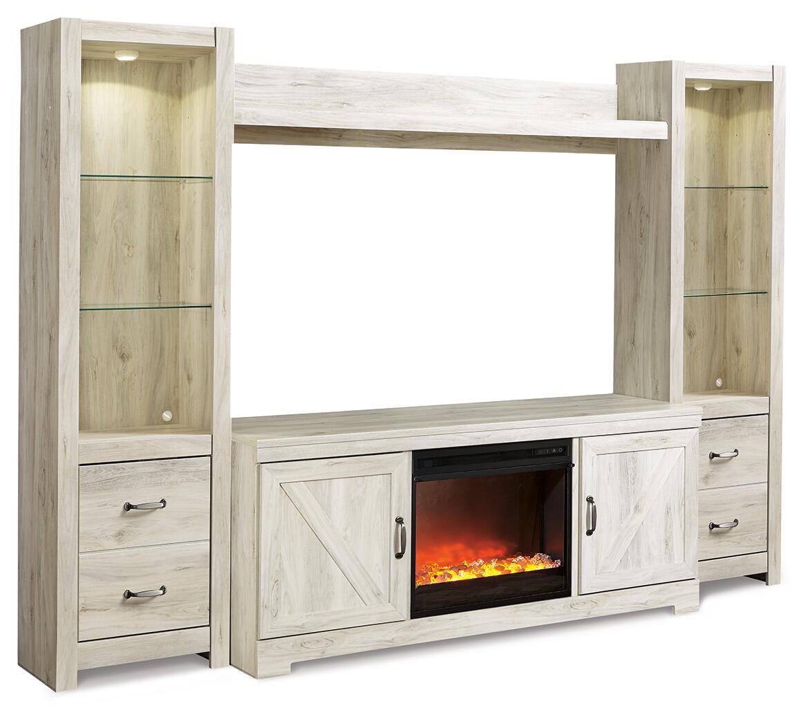 Bellaby 4-Piece Entertainment Center with Fireplace - Whitewash (1)