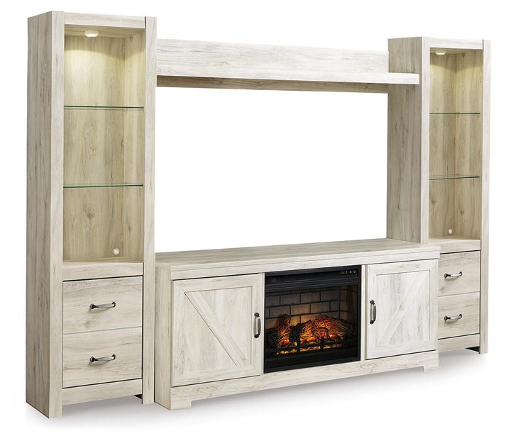 Bellaby 4-Piece Entertainment Center with Electric Fireplace - Whitewash (1)