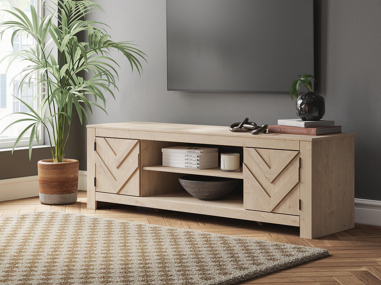 Cayboni 71" TV Stand - Beige (2)