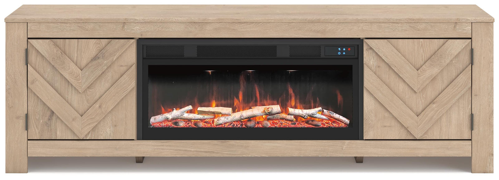Cayboni 71" TV Stand with Electric Fireplace - Beige (1)