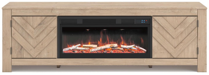 Cayboni 71" TV Stand with Electric Fireplace - Beige (1)