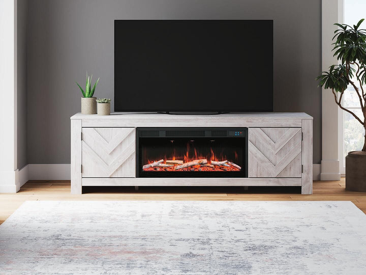 Cayboni 71" TV Stand with Electric Fireplace - White (2)
