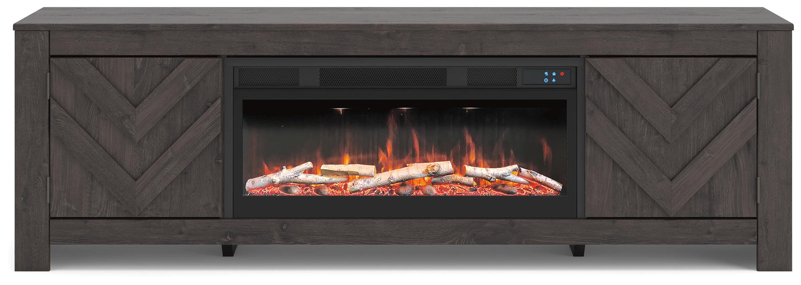 Cayboni 71" TV Stand with Electric Fireplace - Black (1)