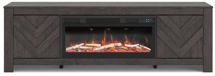 Cayboni 71" TV Stand with Electric Fireplace - Black (1)