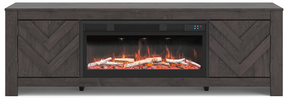 Cayboni 71" TV Stand with Electric Fireplace - Black (1)