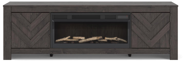 Cayboni 71" TV Stand with Electric Fireplace - Black (3)