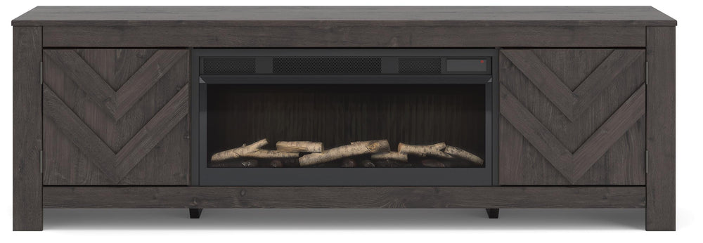 Cayboni 71" TV Stand with Electric Fireplace - Black (3)