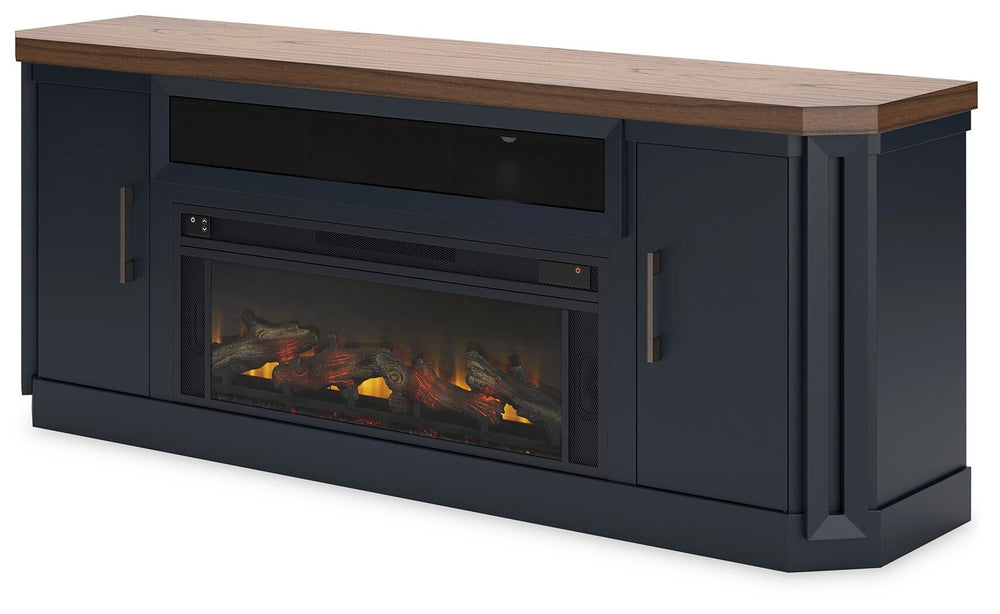 Landocken 83" TV Stand with Electric Fireplace - Black (3)