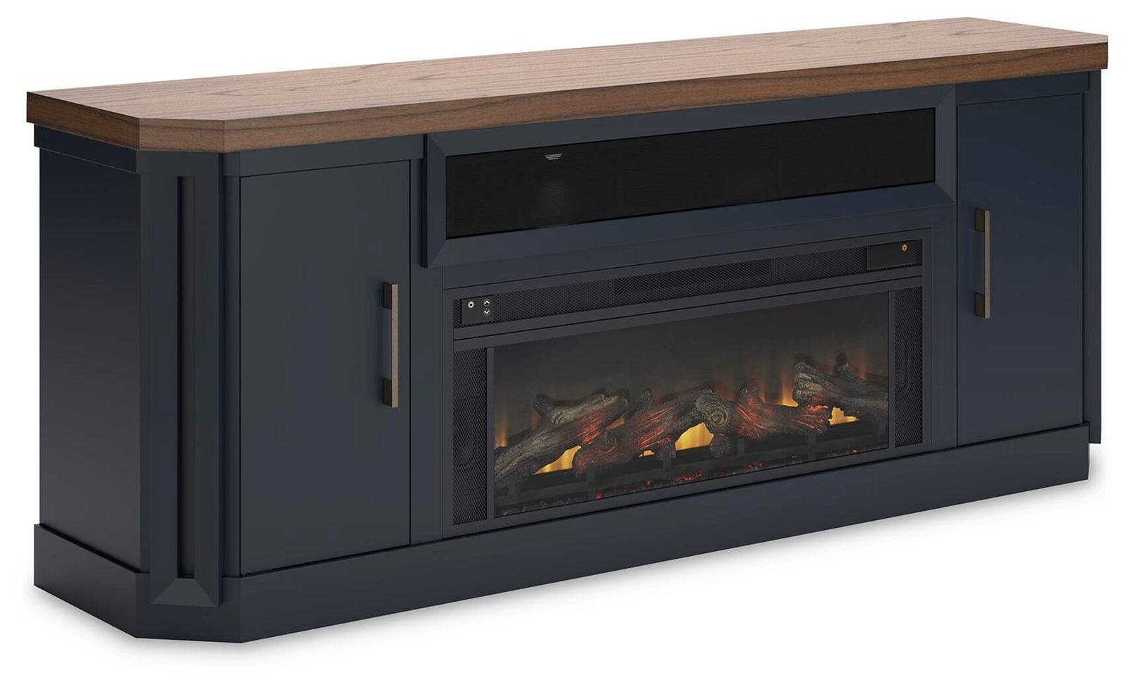 Landocken 83" TV Stand with Electric Fireplace - Black (1)
