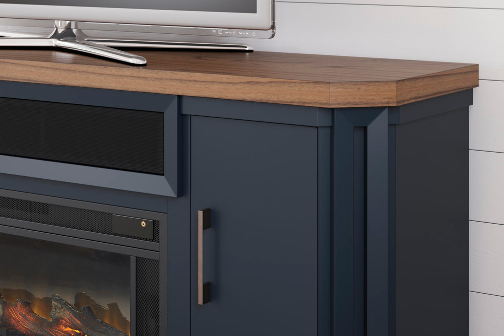 Landocken 83" TV Stand with Electric Fireplace - Black (5)