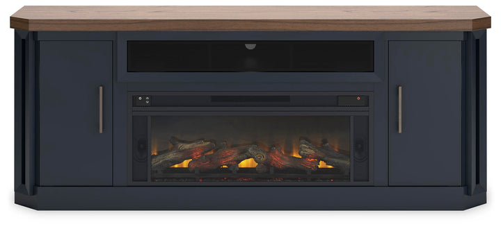 Landocken 83" TV Stand with Electric Fireplace - Black (4)
