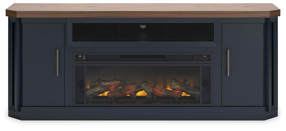Landocken 83" TV Stand with Electric Fireplace - Black (4)