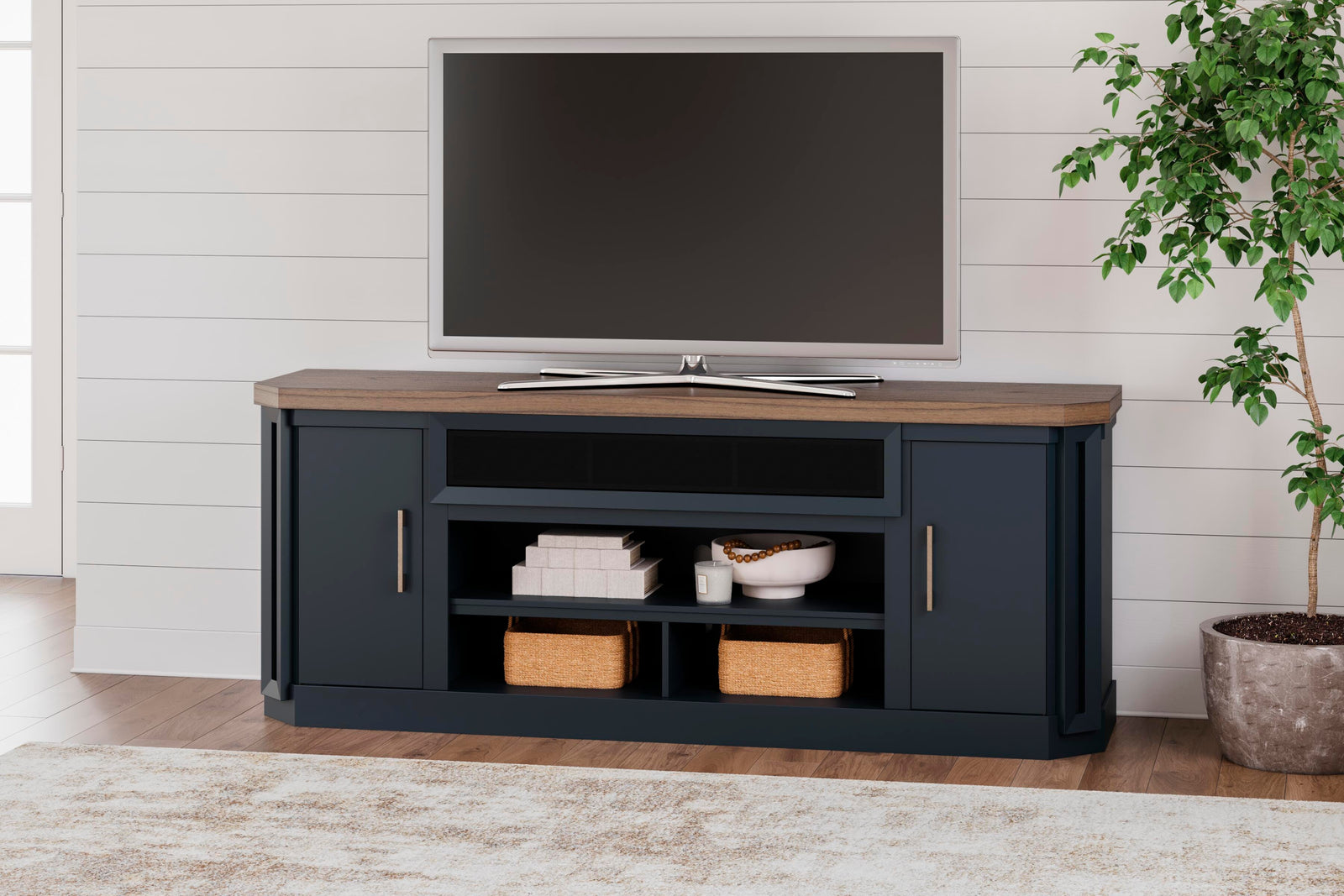 Landocken 83" TV Stand - Dark Brown (2)