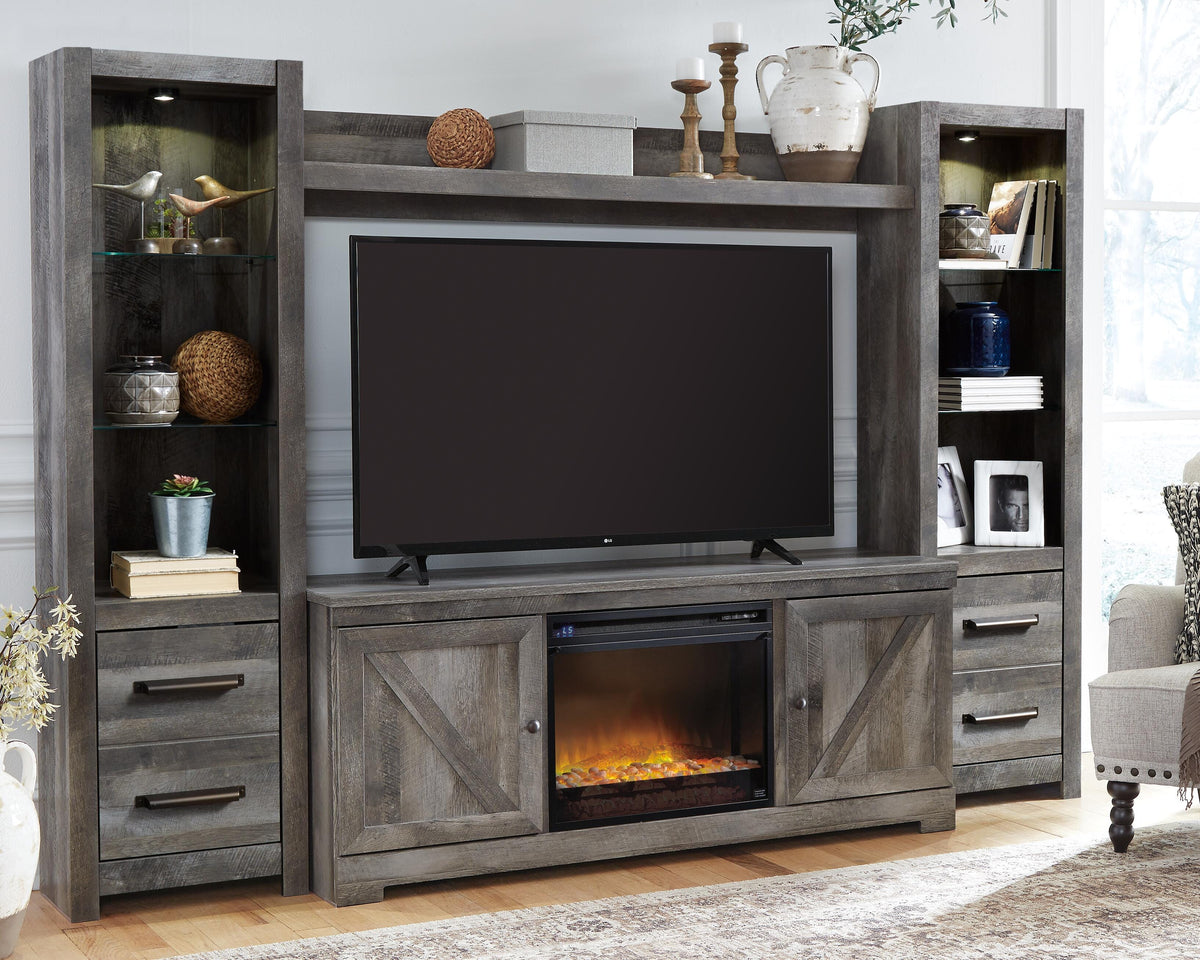 Wynnlow 4-Piece Entertainment Center with Electric Fireplace - Gray (2)