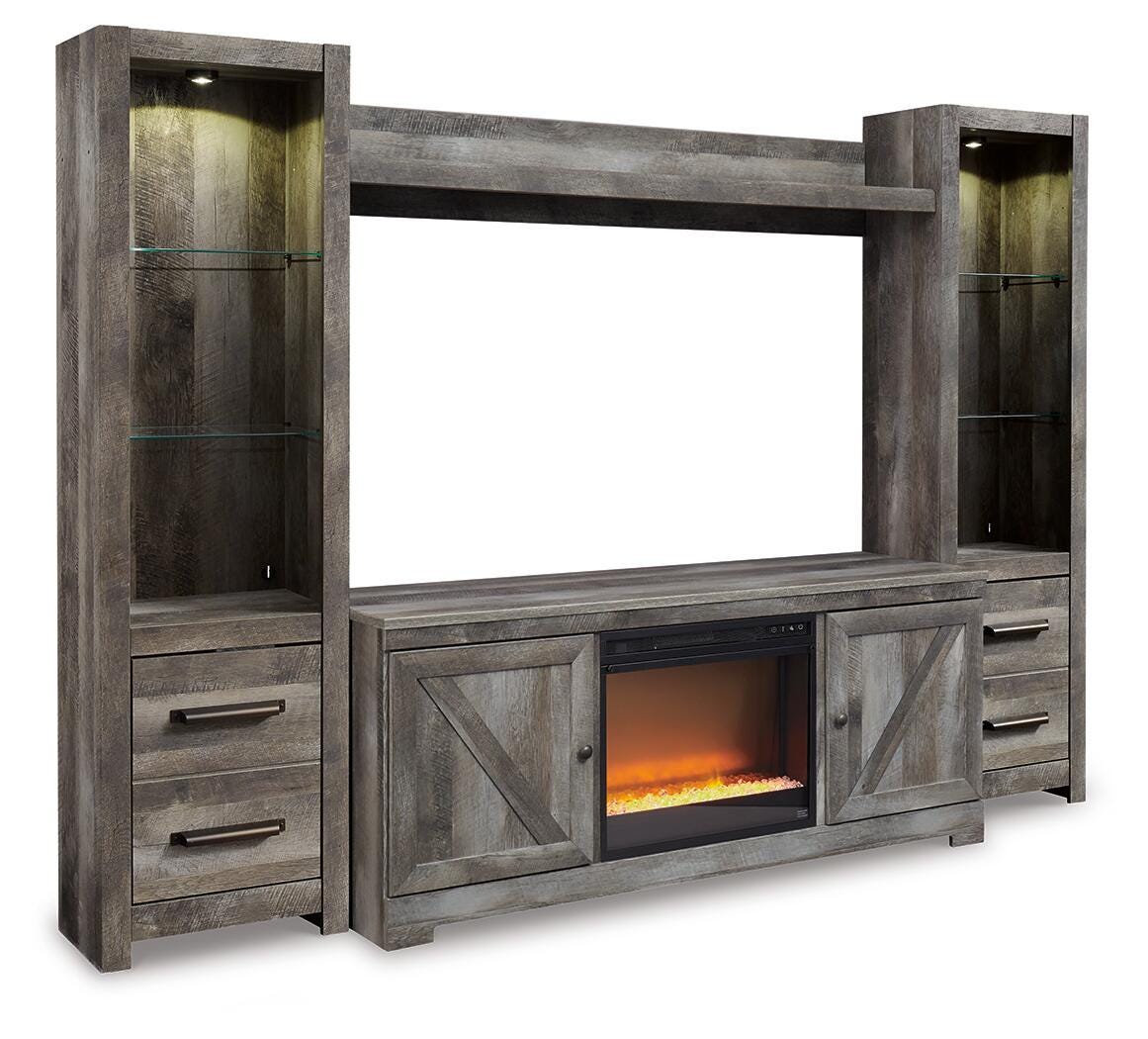Wynnlow 4-Piece Entertainment Center with Electric Fireplace - Gray (1)