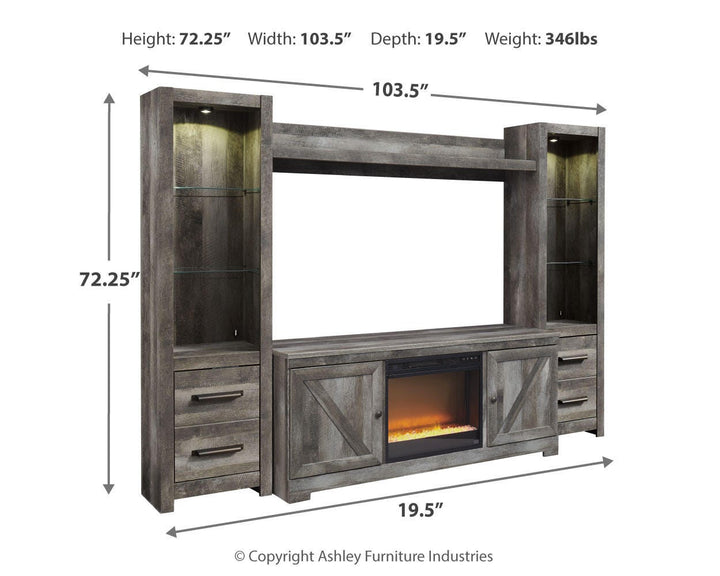 Wynnlow 4-Piece Entertainment Center with Electric Fireplace - Gray (4)