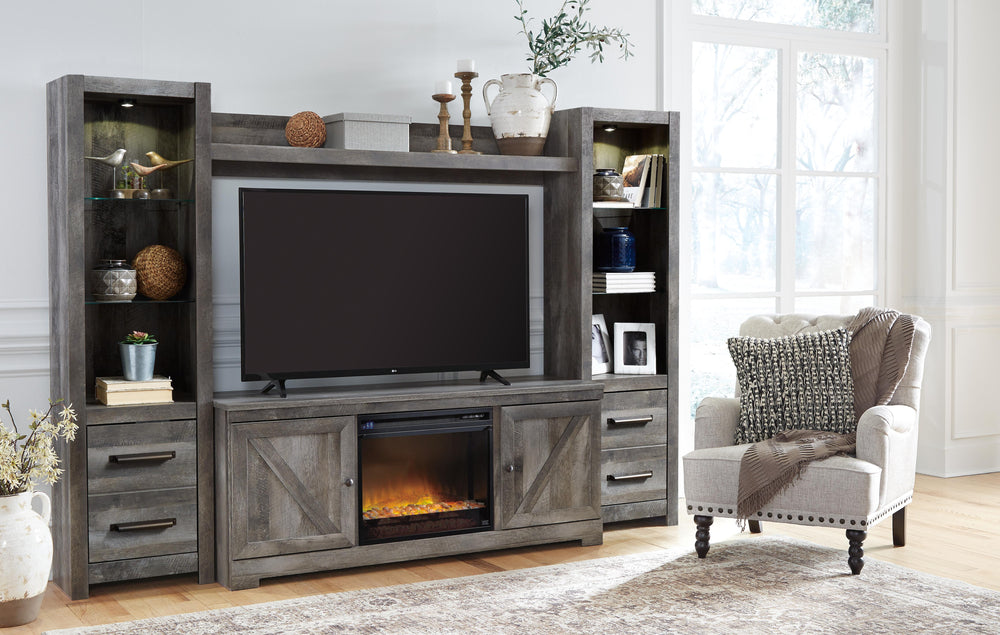 Wynnlow 4-Piece Entertainment Center with Electric Fireplace - Gray (10)