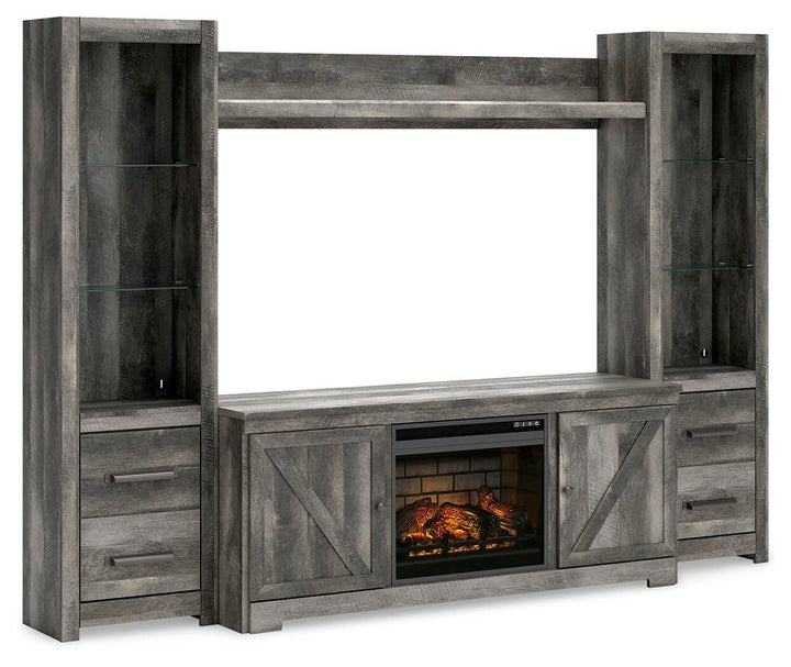 Wynnlow 4-Piece Entertainment Center with Electric Fireplace - Gray (1)