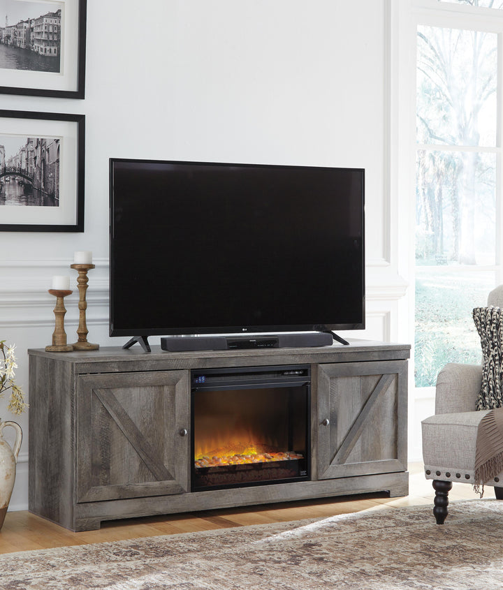 Wynnlow 63" TV Stand with Electric Fireplace - Gray (3)