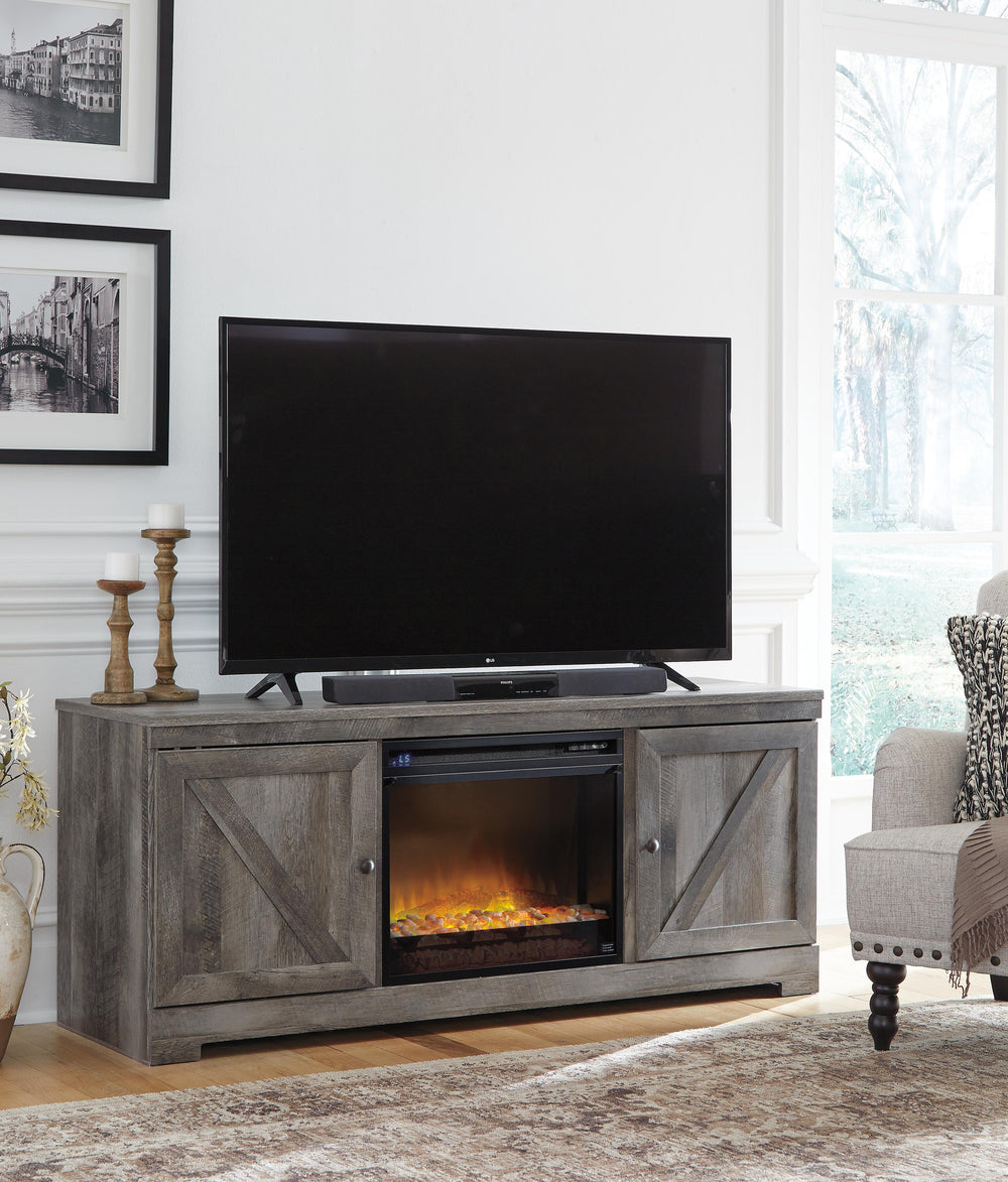 Wynnlow 63" TV Stand with Electric Fireplace - Gray (3)