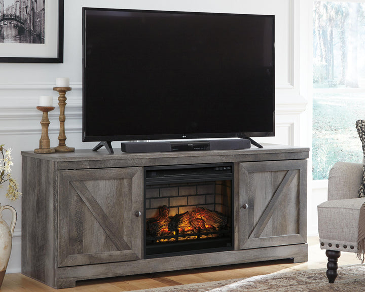 Wynnlow 63" TV Stand with Electric Fireplace - Gray (2)