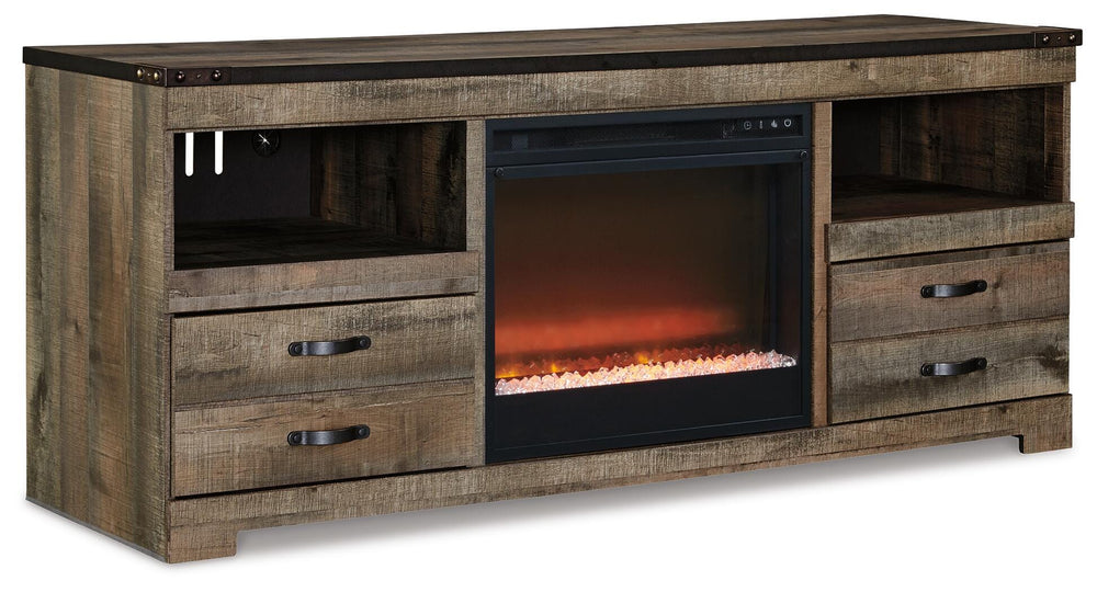 Trinell 63" TV Stand with Electric Fireplace - Brown (1)