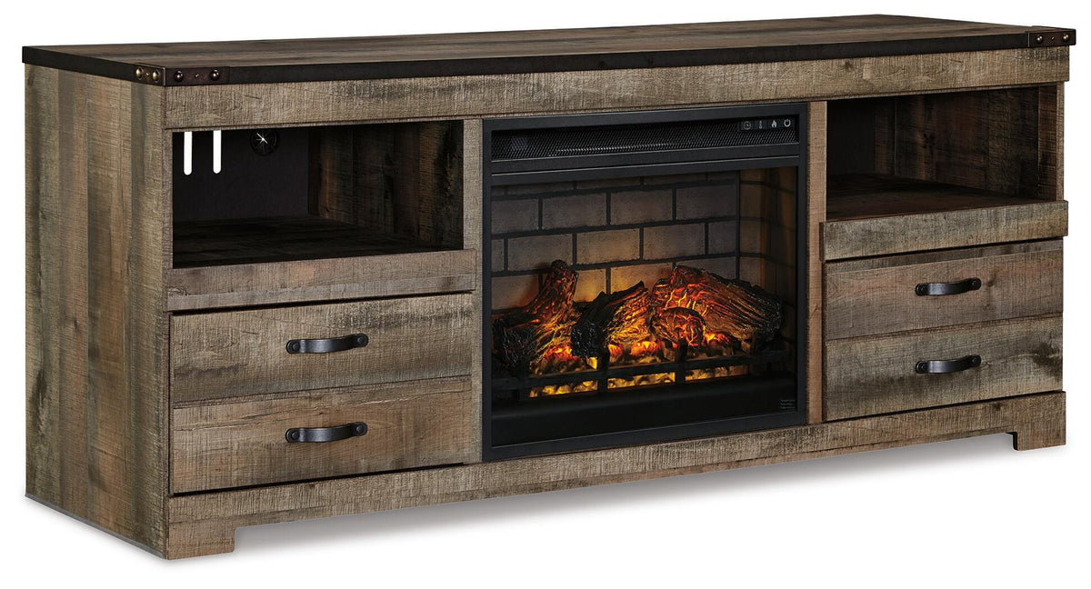 Trinell 63" TV Stand with Electric Fireplace - Brown (1)