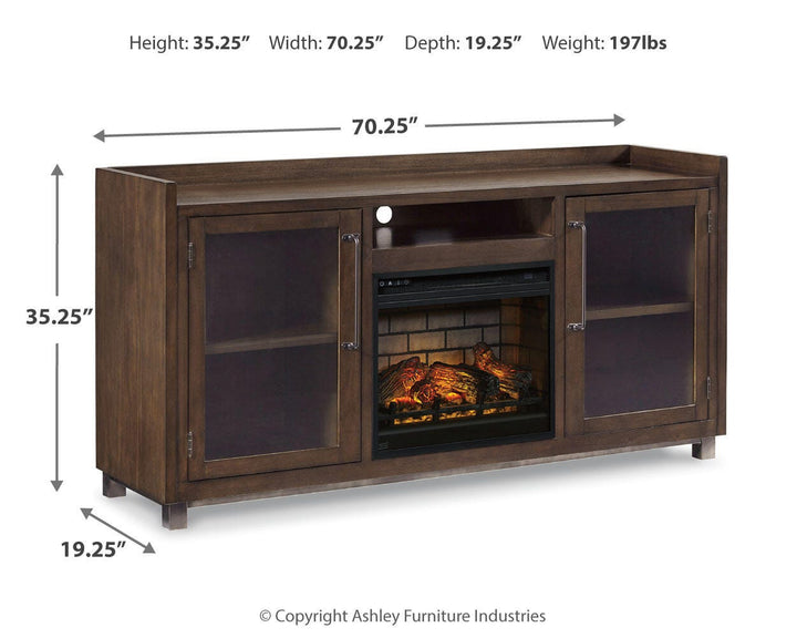 Starmore 70" TV Stand with Electric Fireplace - Brown (4)