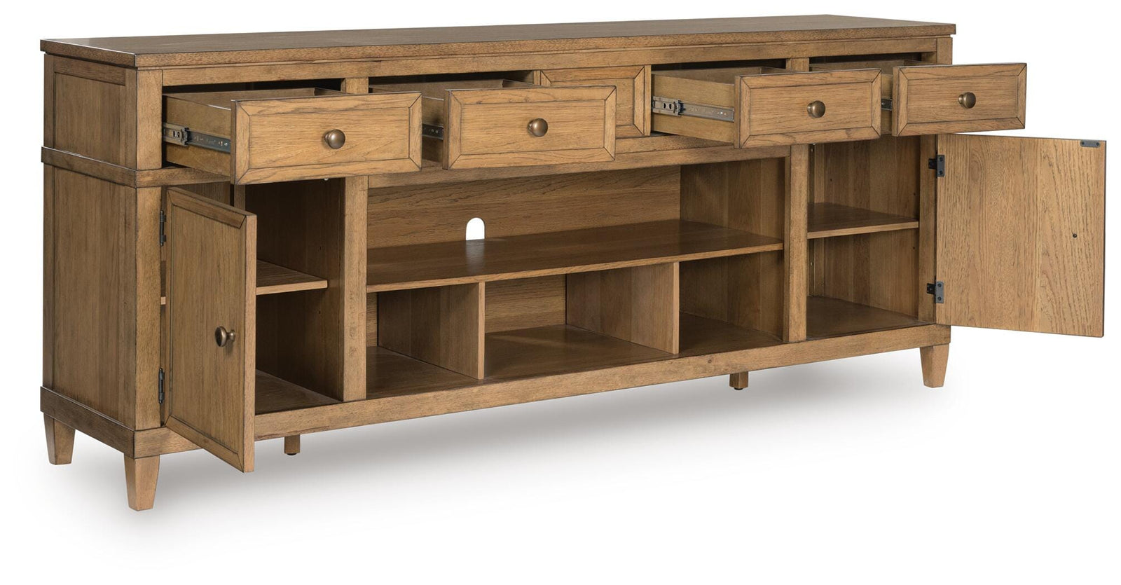 Sharlance 81" TV Stand - Light Brown (2)