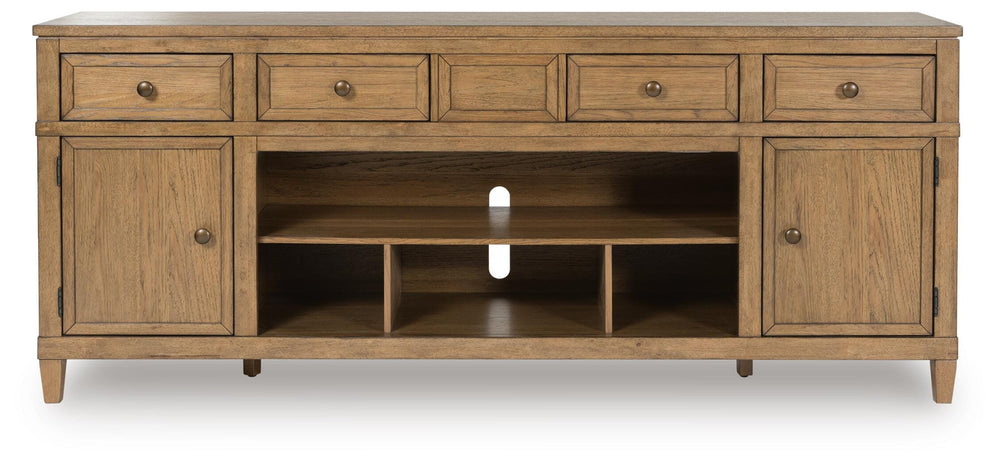 Sharlance 81" TV Stand - Light Brown (3)