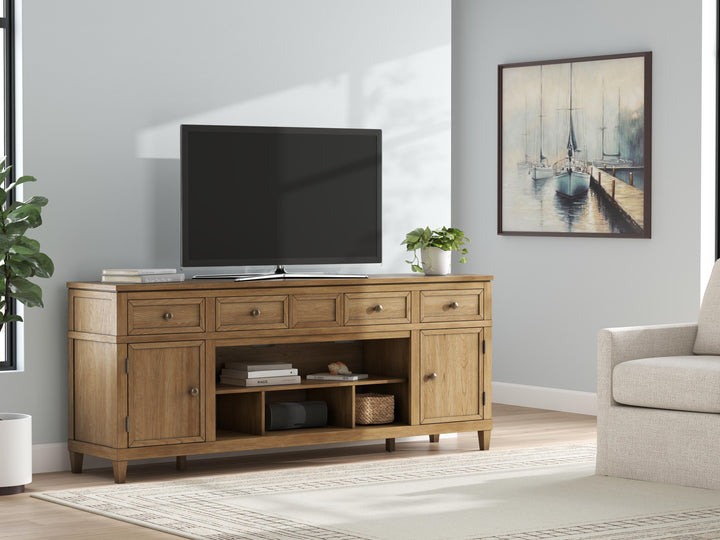 Sharlance 81" TV Stand - Light Brown (8)